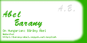 abel barany business card